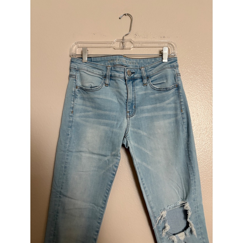 American Eagle Super Stretch Distressed Jegging Light Wash Skinny Jeans Size 6